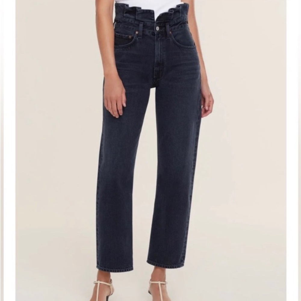 AGOLDE Lettuce Waistband Reworked High Rise Fitted 90s Wide Leg Jeans (27)